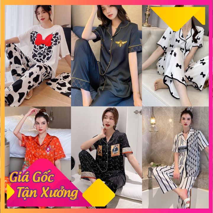 [HCM]Set Đồ Bộ Ngủ Nữ Pizama Lụa Cao Cấp Phối Tay Ngắn Quần Dài Độc Đáo Cực Sang - Sleepwear Pijama Form Quảng Châu Cực Đẹp Cập Nhật Mã Mới Thường Xuyên