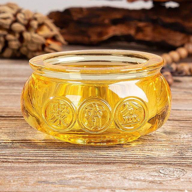 [ Cỡ TO 10cm ] Bát Tụ Bảo Tài Lộc Lưu Ly, Hủ đựng Vàng Thần Tài Pha Lê Dầy Dặn - Hũ Tụ Bảo Bồn Chiêu Tài Tụ Lộc, Vật Phẩm Phong Thủy Bày Ban Thần Tài, Kính Gia Tiên.....
