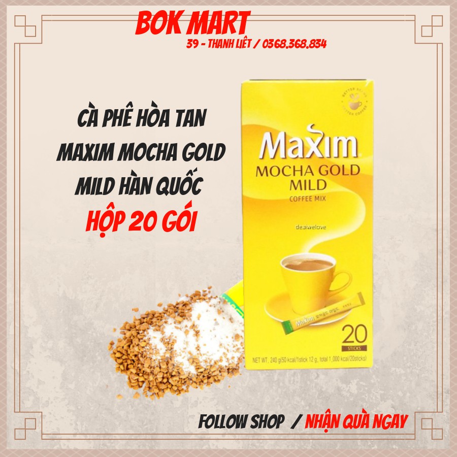 CÀ PHÊ HÒA TAN MAXIM MOCHA GOLD MILD HÀN QUỐC HỘP 20 GÓI