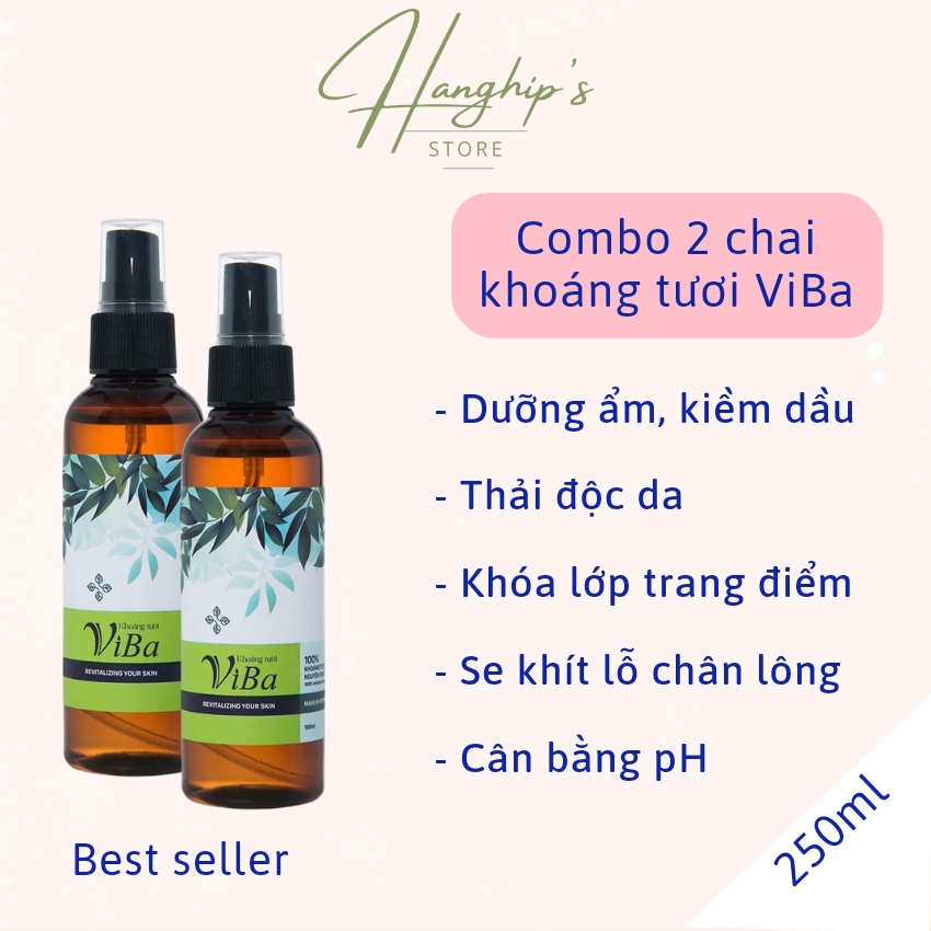 COMBO 2 CHAI XỊT KHOÁNG TƯƠI  VIBA TẶNG 1 CHAI 100ML LÀM DỊU DA, CẤP ẨM KIỀM DẦU,SÁNG DA, SE LỖ CHÂN LÔNG, KHÓA LỚP TRANG ĐIỂM