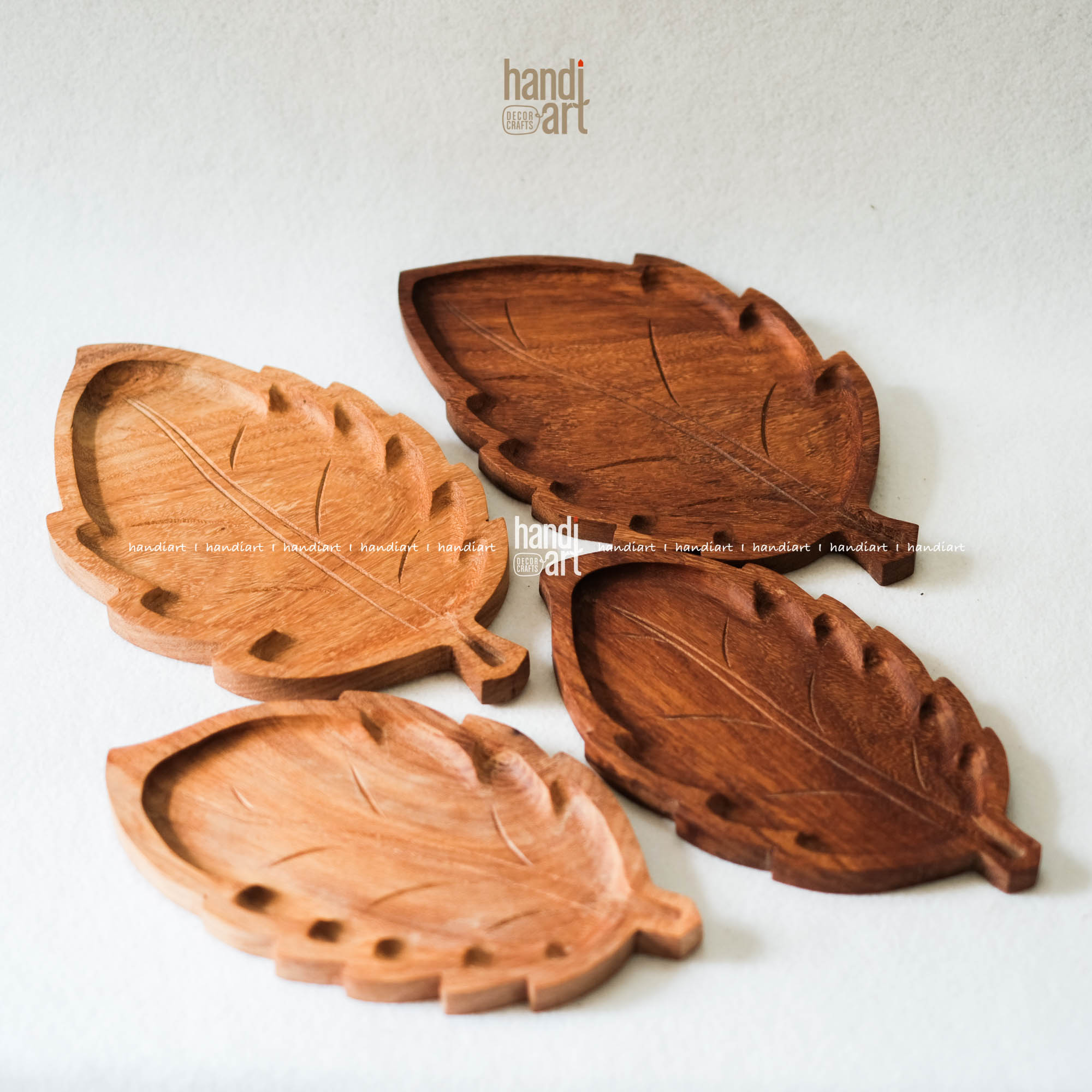 Khay gỗ đỏ hình lá, Khay gỗ handmade