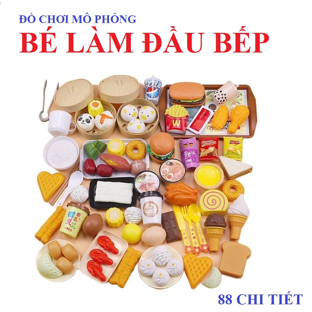 [SIÊU HOT] SET ĐỒ CHƠI NẤU ĂN ĐỒ HÀNG 88 MÓN CHO BÉ( CỠ LỚN)