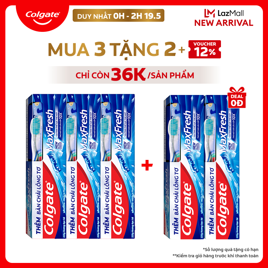 [Chỉ 15-17.5_Áp Voucher giảm đến 10%] Bộ 3 Kem đánh răng Colgate MaxFresh ULTRAFREEZE the mát gấp 10