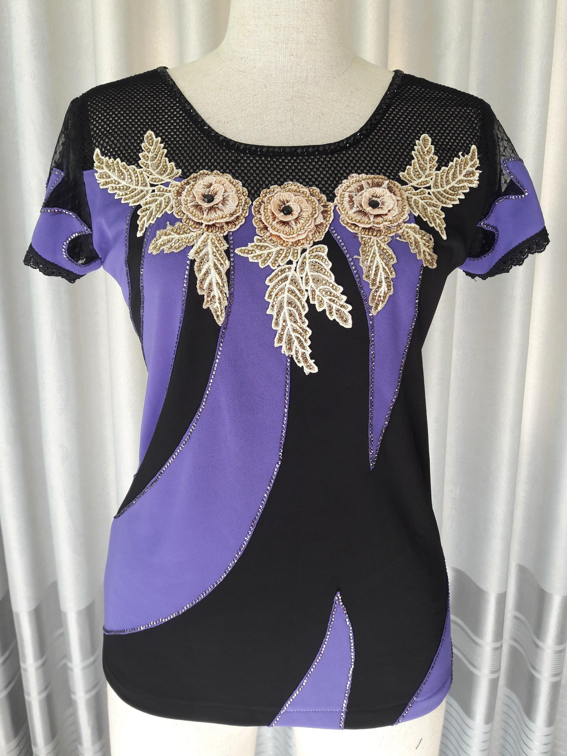 Áo thun nữ trung niên thiết kế cao cấp U40 - U60 mẫu phối hoa