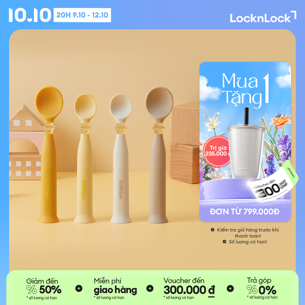 LBB302 Bộ 2 Muỗng LocknLock Little Luv Self-standing spoon cho bé kèm hộp đựng bảo vệ - 2 Màu