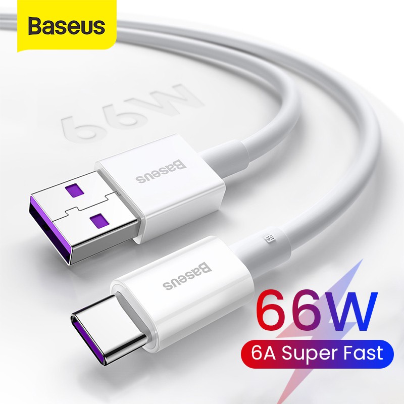 Baseus Cáp USB C 1M/2M 6A Cáp Loại C Sạc Nhanh 66W, Cáp USB C Dành Cho Huawei P40 P40 Pro Mate40 Dây