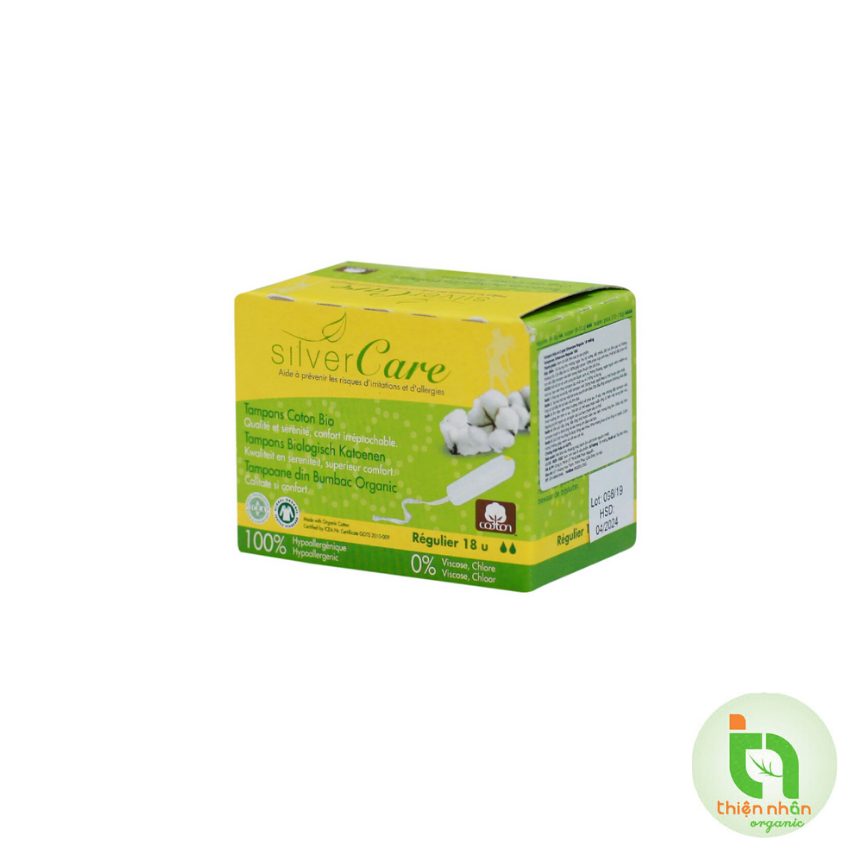 Tampon hữu cơ 2 giọt Silvercare Regular 18 miếng