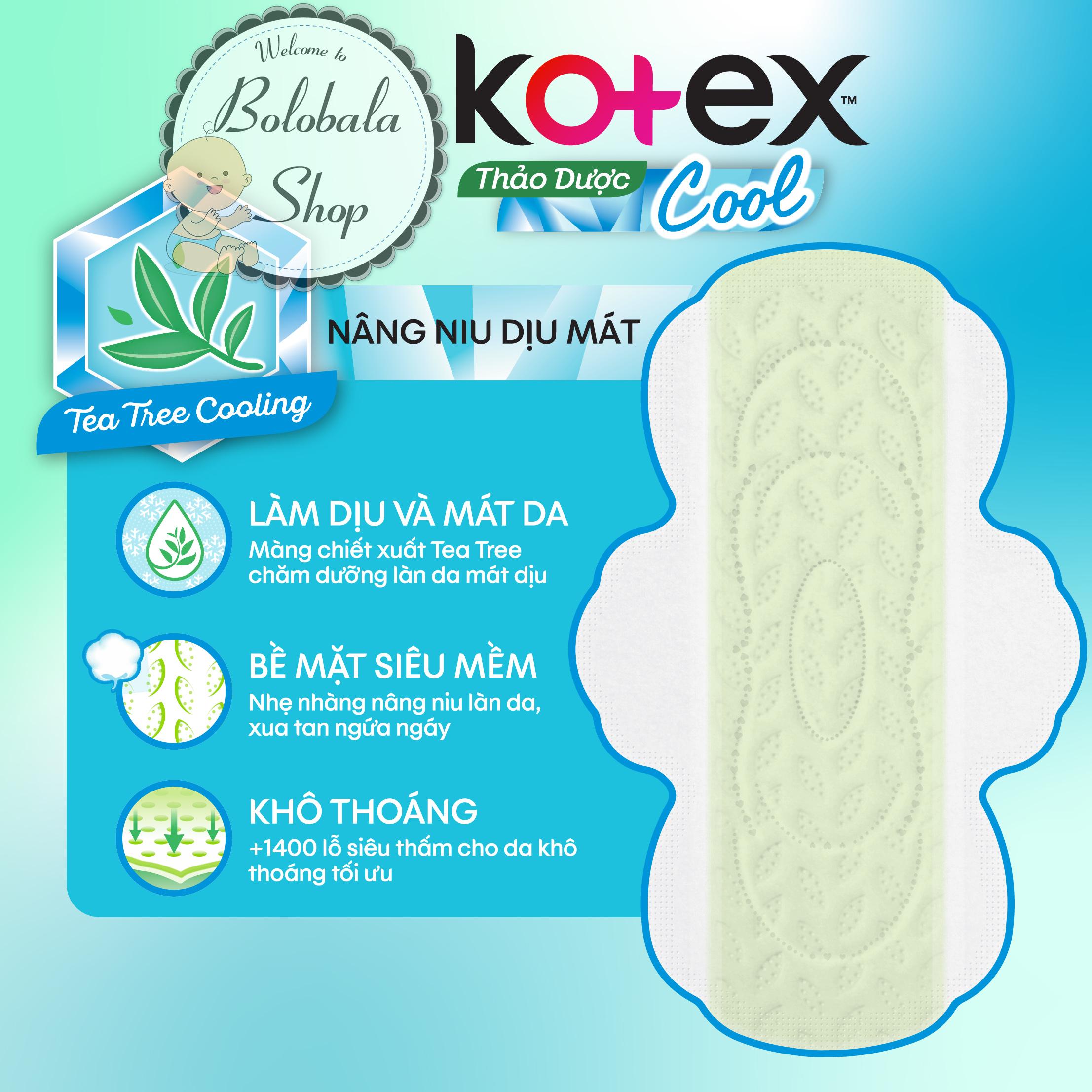 Set 8 miếng BVS Kotex thảo dược cool siêu mỏng cánh + 2 Túi đựng xinh xắn