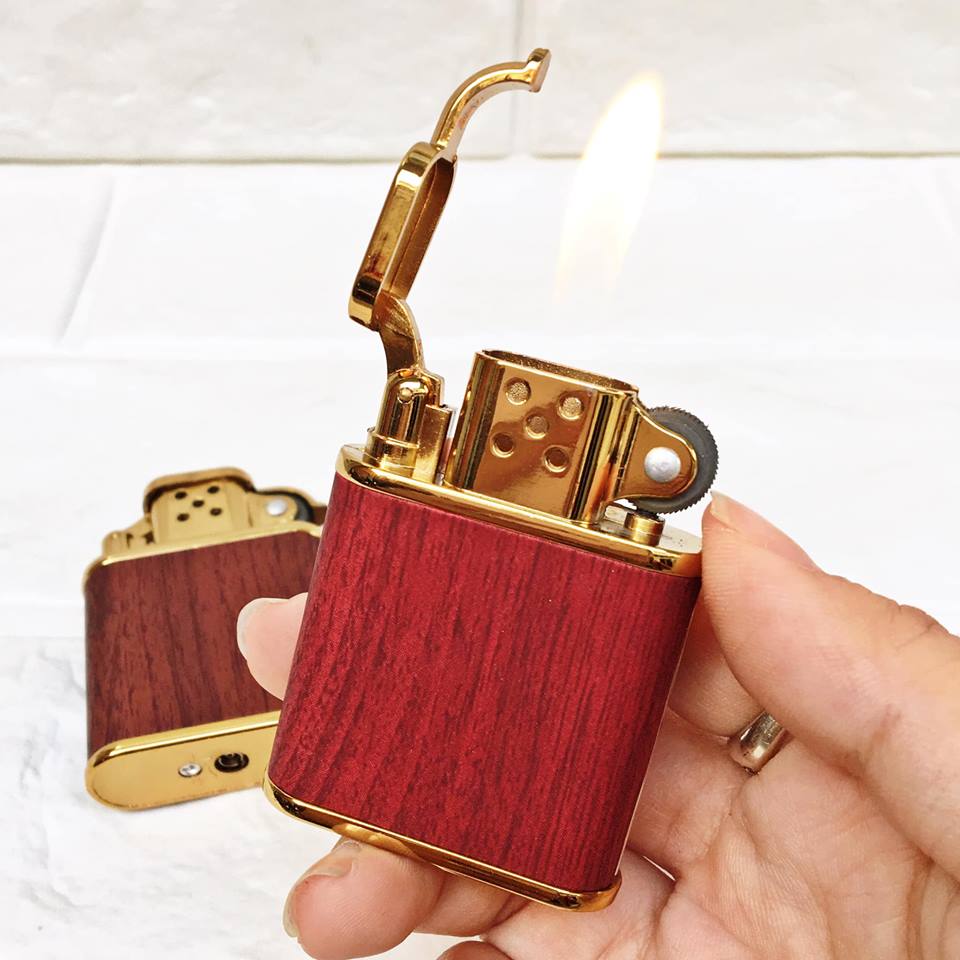 [HCM]BẬT LỬA GAS ĐÁ BỌC DA VÂN GỖ - (XÀI GAS) BẢO HÀNH 3 THÁNG