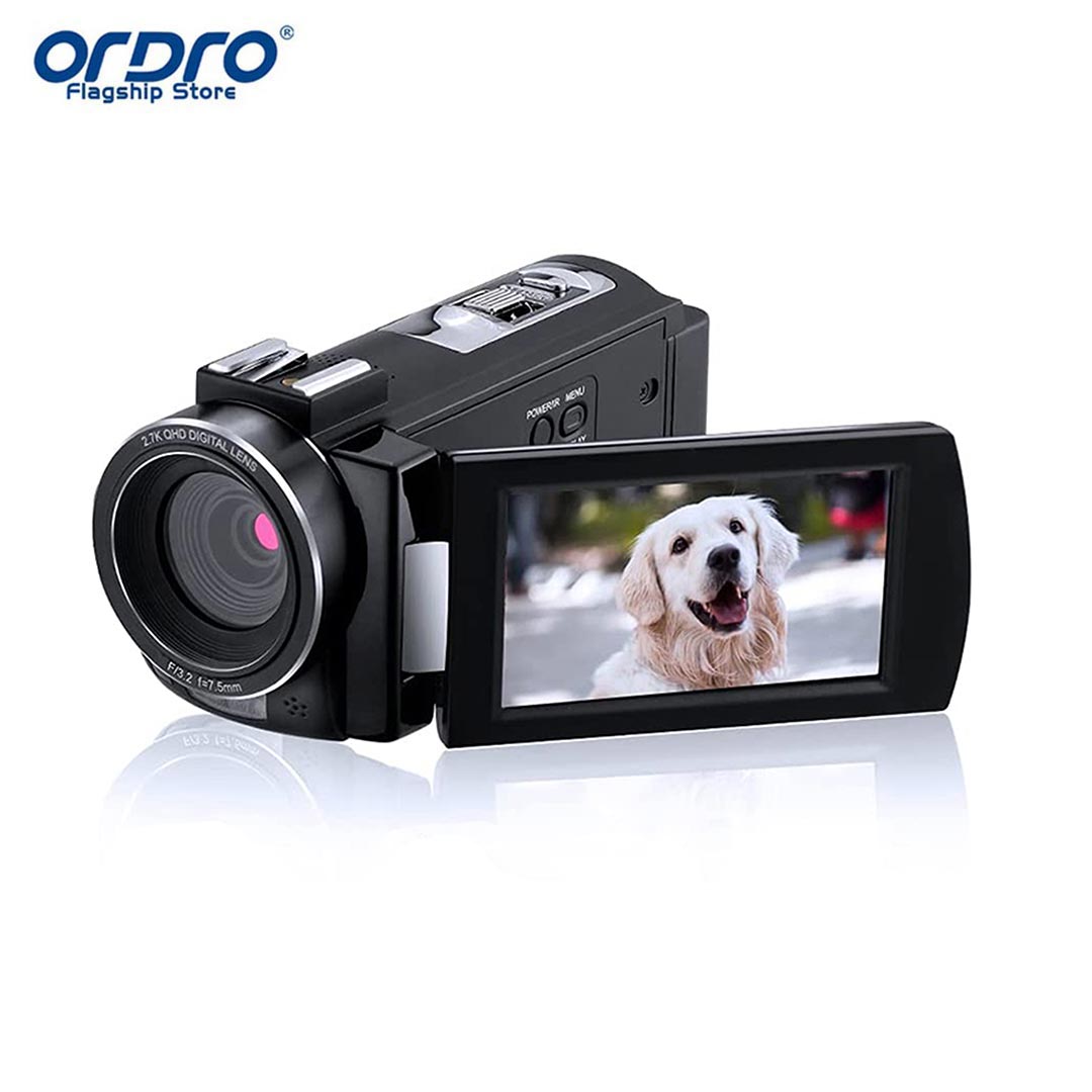 ORDRO Máy Quay Video AE7 2.7K, Máy Ghi Hình Kỹ Thuật Số Cảm Biến CMOS 48MP 30 Khung Hình/Giây Nhìn Ban Đêm Hồng Ngoại Full HD Với 2 Pin Và Điều Khiển Từ Xa