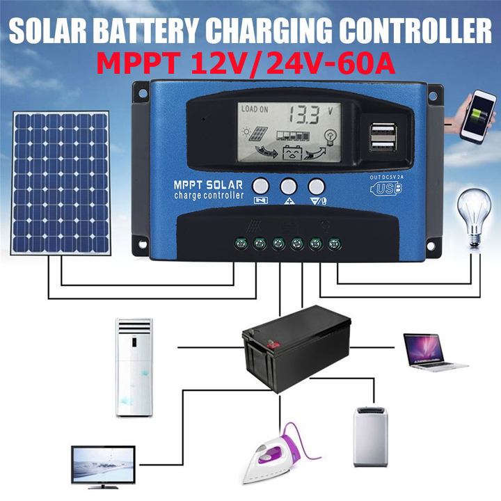 Sạc pin năng lượng mặt trời MPPT 60A 12V/24V- bộ sạc pin mặt trời MPPT 60A