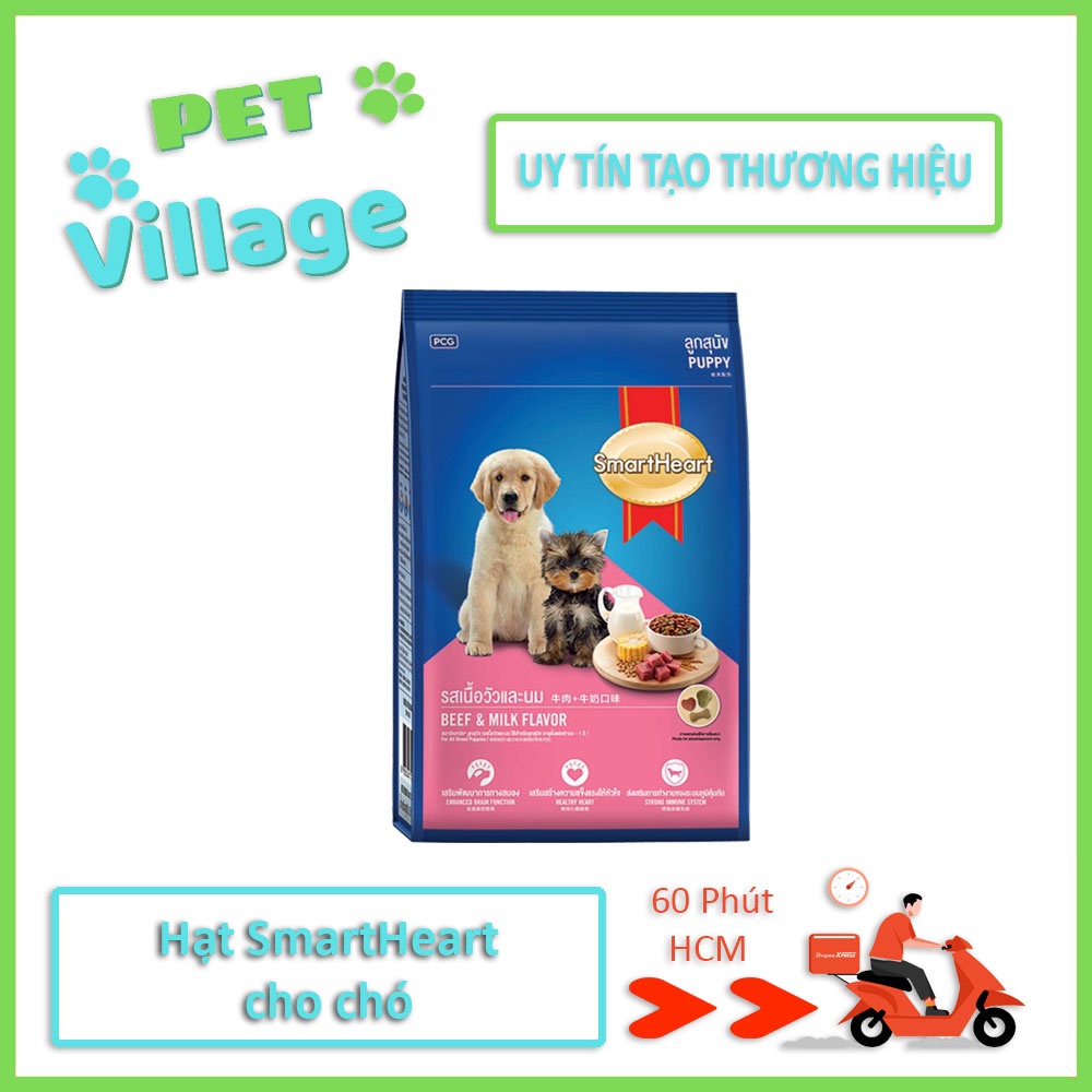 Thức ăn smartheart dành cho chó con vị bò và sữa bao 8kg không gói