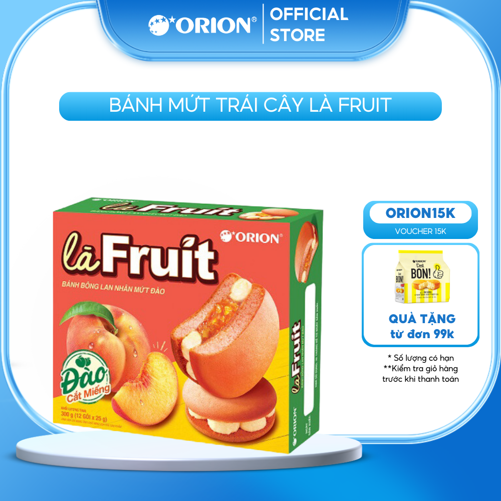 Hộp 12 gói bánh bông lan orion mứt trái cây là fruit 300g