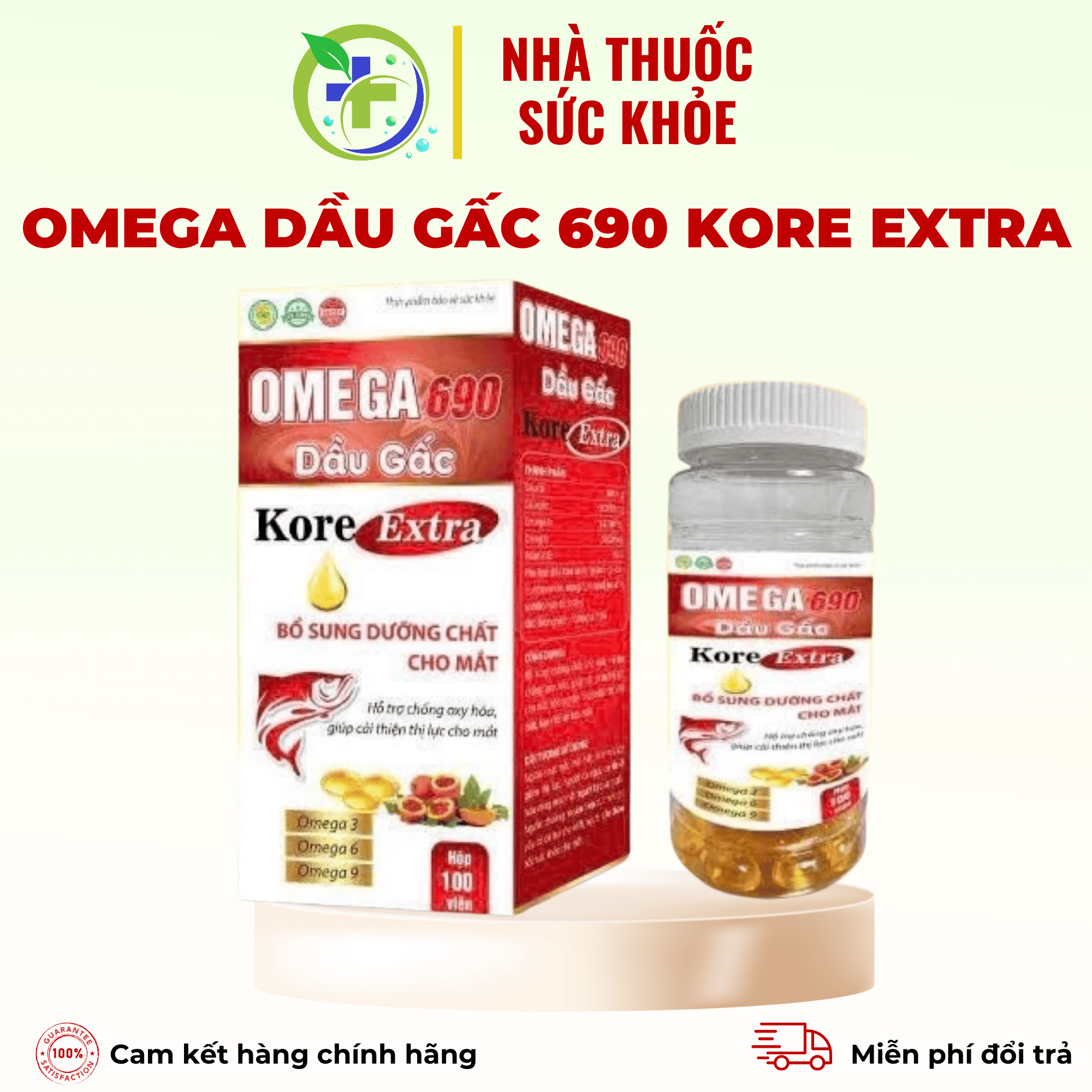 Omega 690 dầu gấc Kore extra - Bổ sung dưỡng chất cho mắt, chống oxy hóa, cải thiện thị lực (H/100 viên)