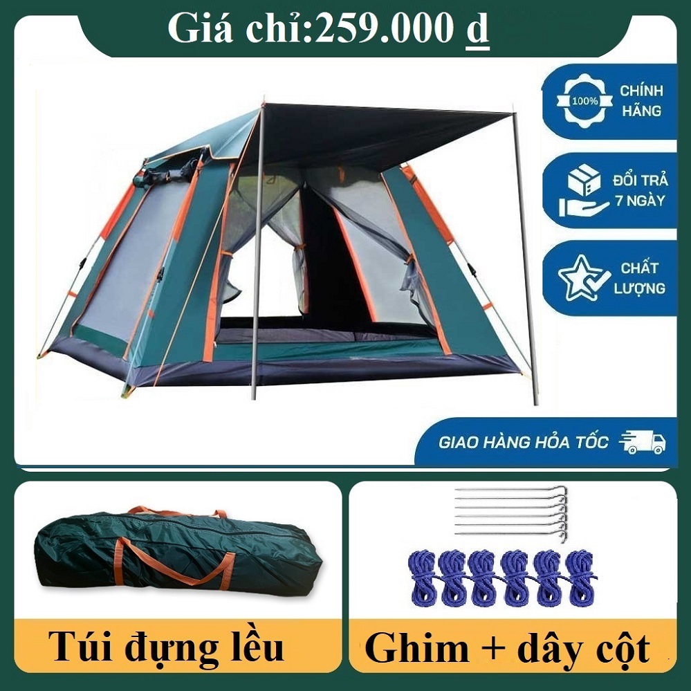 Lều Cắm Trại,Lều Du Lịch Dã Ngoại, Lều Phượt Tự Bung 2 đến 5 người Chống Thấm Nước Chống Muỗi Gấp Gọn Tiện Lợi