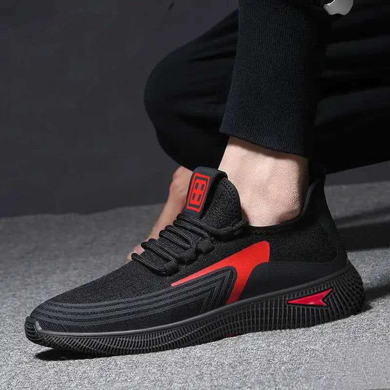 (Có 2 Màu) Giày sneaker vải nam - WWB đen viền đỏ siêu rẻ - BHNT Shop