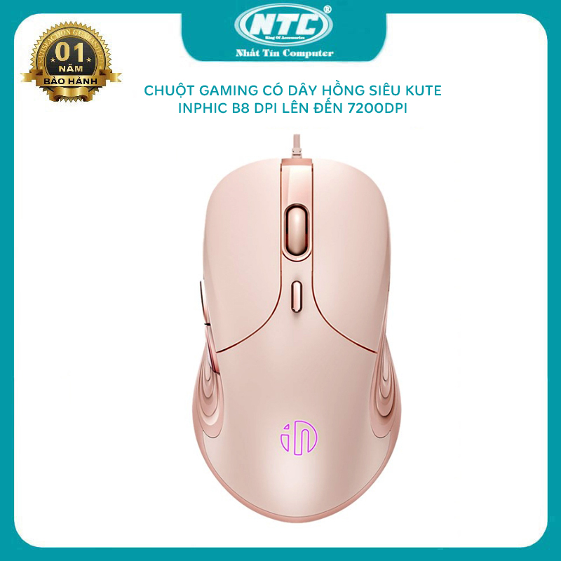 Ultra-thin pink kute - slient click wired gaming mouse without sound pink
