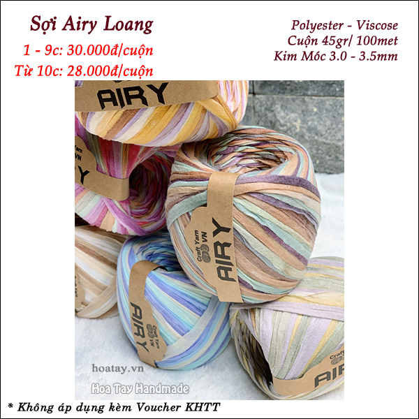 Sợi Airy màu loang móc nón mũ, túi xách - Sợi cọ loang Việt Nam