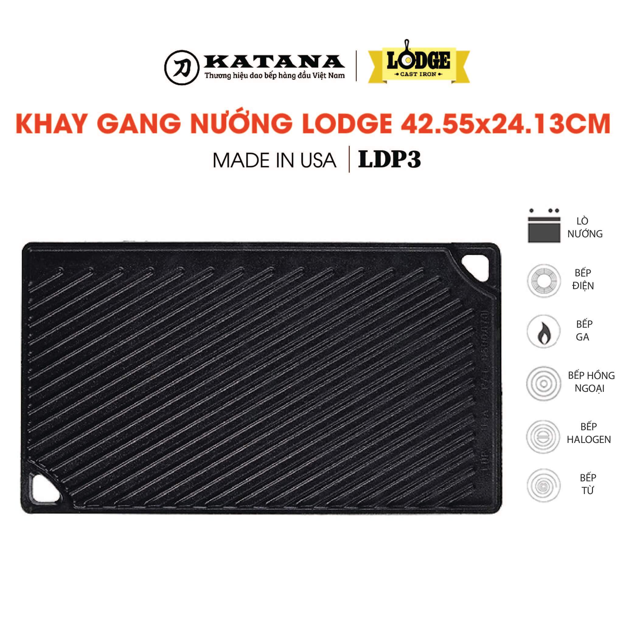 Lodge - khay gang nướng đa năng 42.55x24.13cm - bảo hành chính hãng