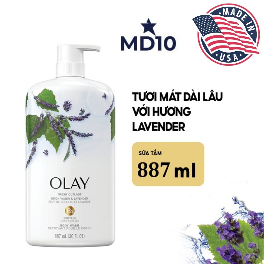 Sữa tắm trắng da hương nước hoa Lavender Olay nhập khẩu Mỹ 887ml có vòi