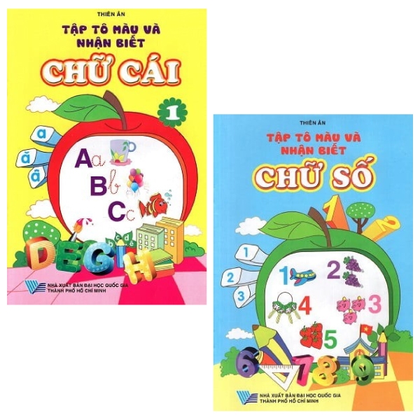 Fahasa - combo sách hay tập tô màu và nhận biết: chữ cái + chữ số