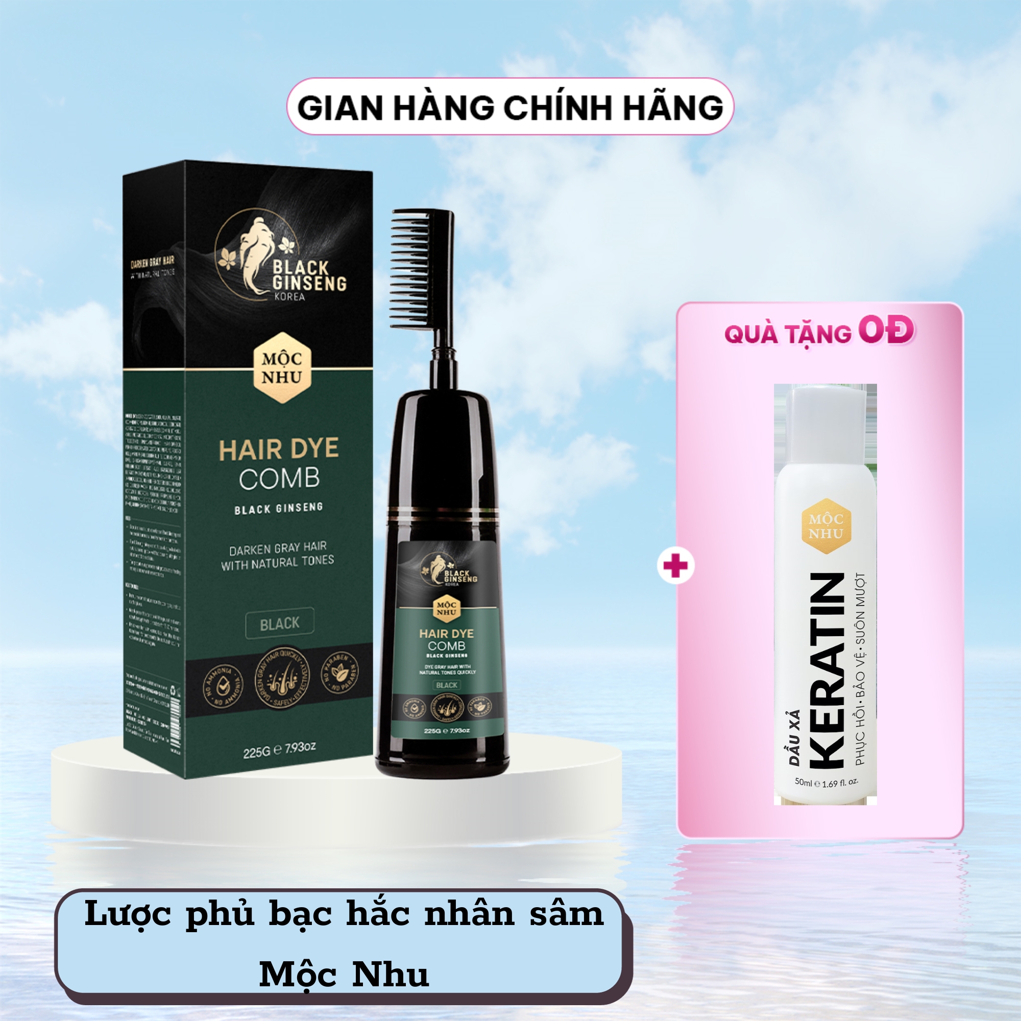 Lược phủ bạc hắc nhân sâm hàn quốc màu đen làm đen tóc bạc màu tự nhiên không gây dị ứng kích ứng da đầu.