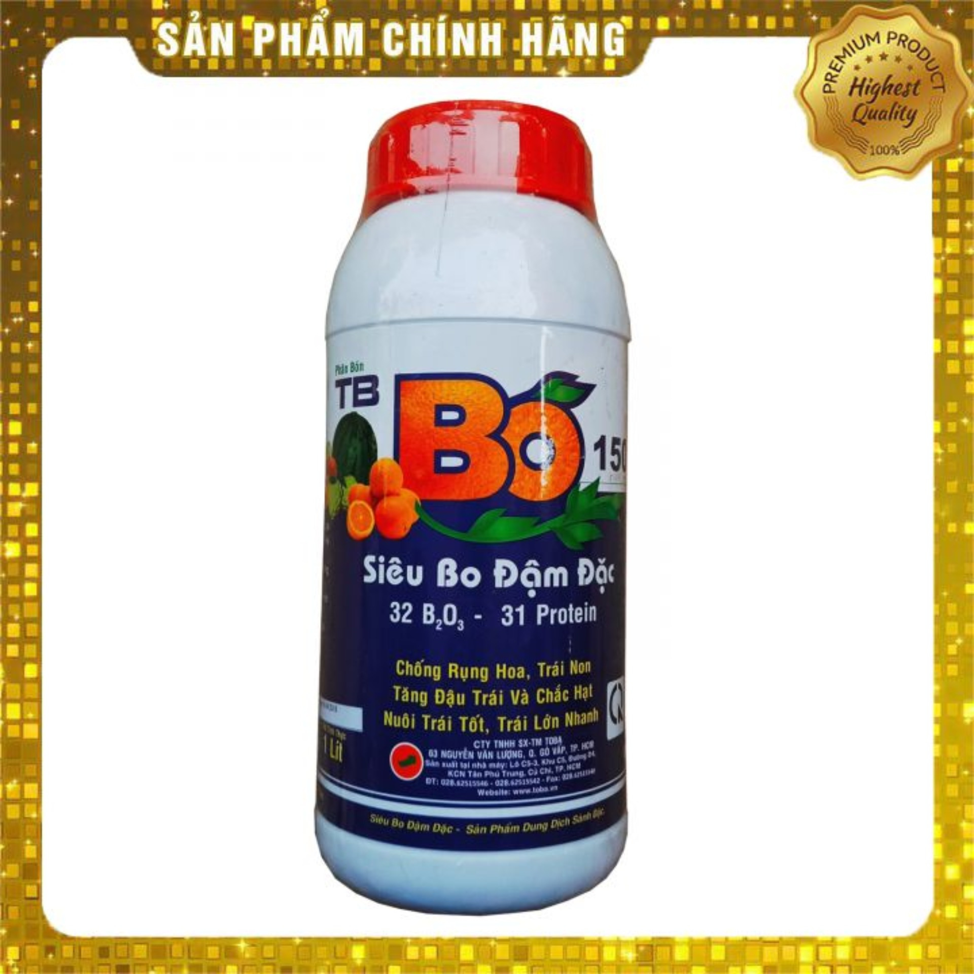 Phân bón lá SIÊU BO ĐẬM ĐẶC (1L) chống rụng hoa, trái non, tăng đậu trái và chắc hạt, nuôi trái tốt, trái lớn nhanh trên cây trồng