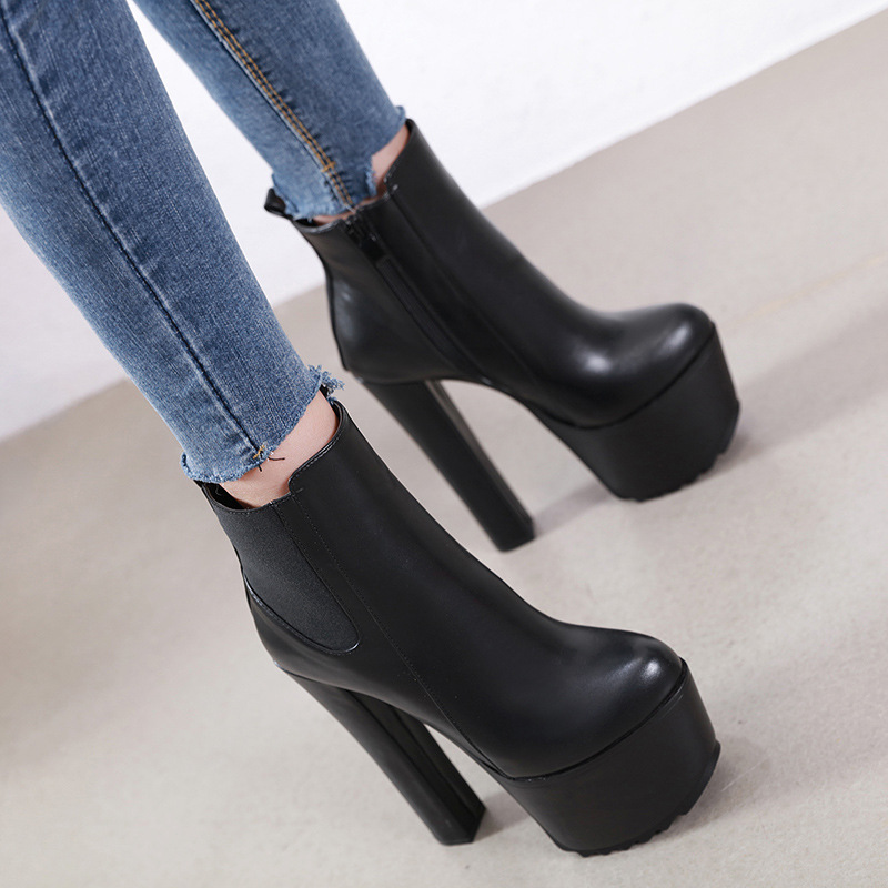 Giày boot nữ cổ ngắn cao gót 16cm sành điệu gbn88