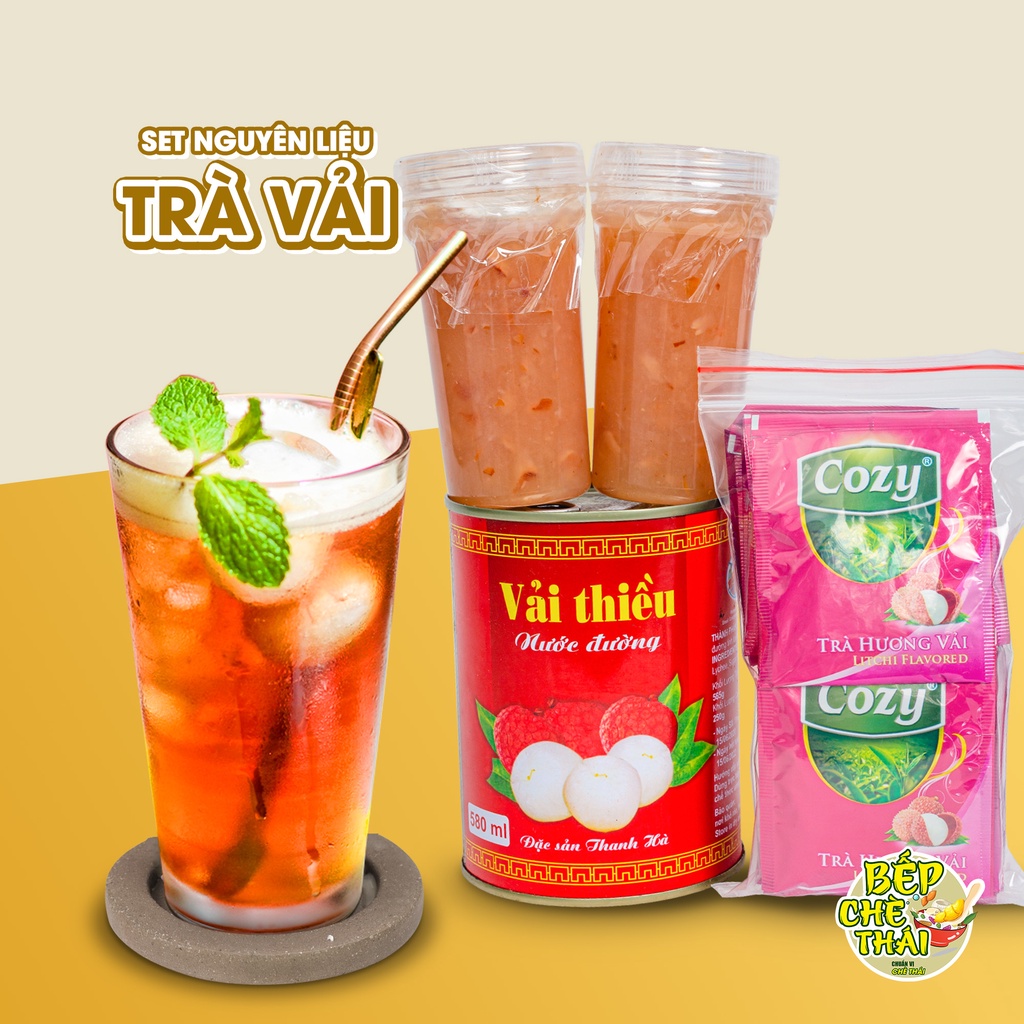 Vải ngâm nước đường thanh hà - lon 565g - bếp chè thái