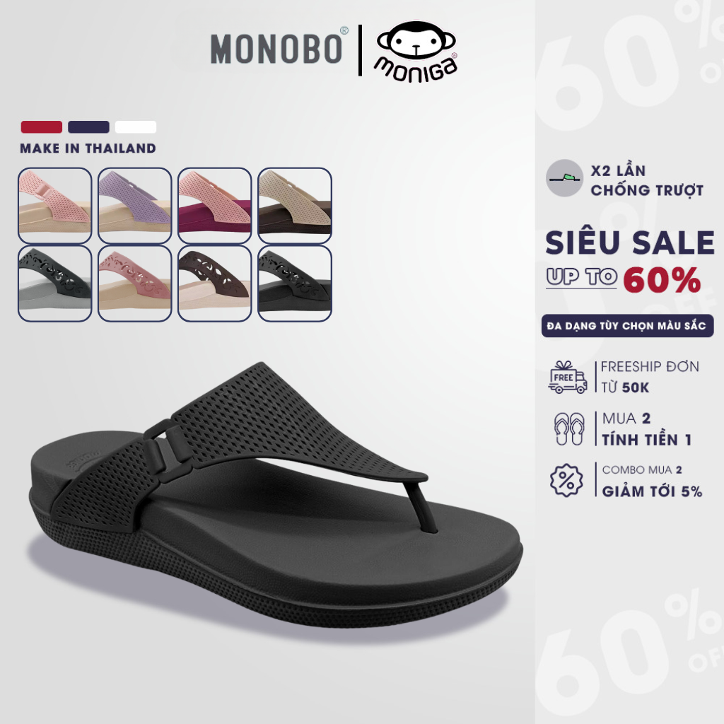 Dép Thái Lan nữ xỏ ngón đế xuồng 4cm MONOBO đế cao MONOBO - MONIGA 6
