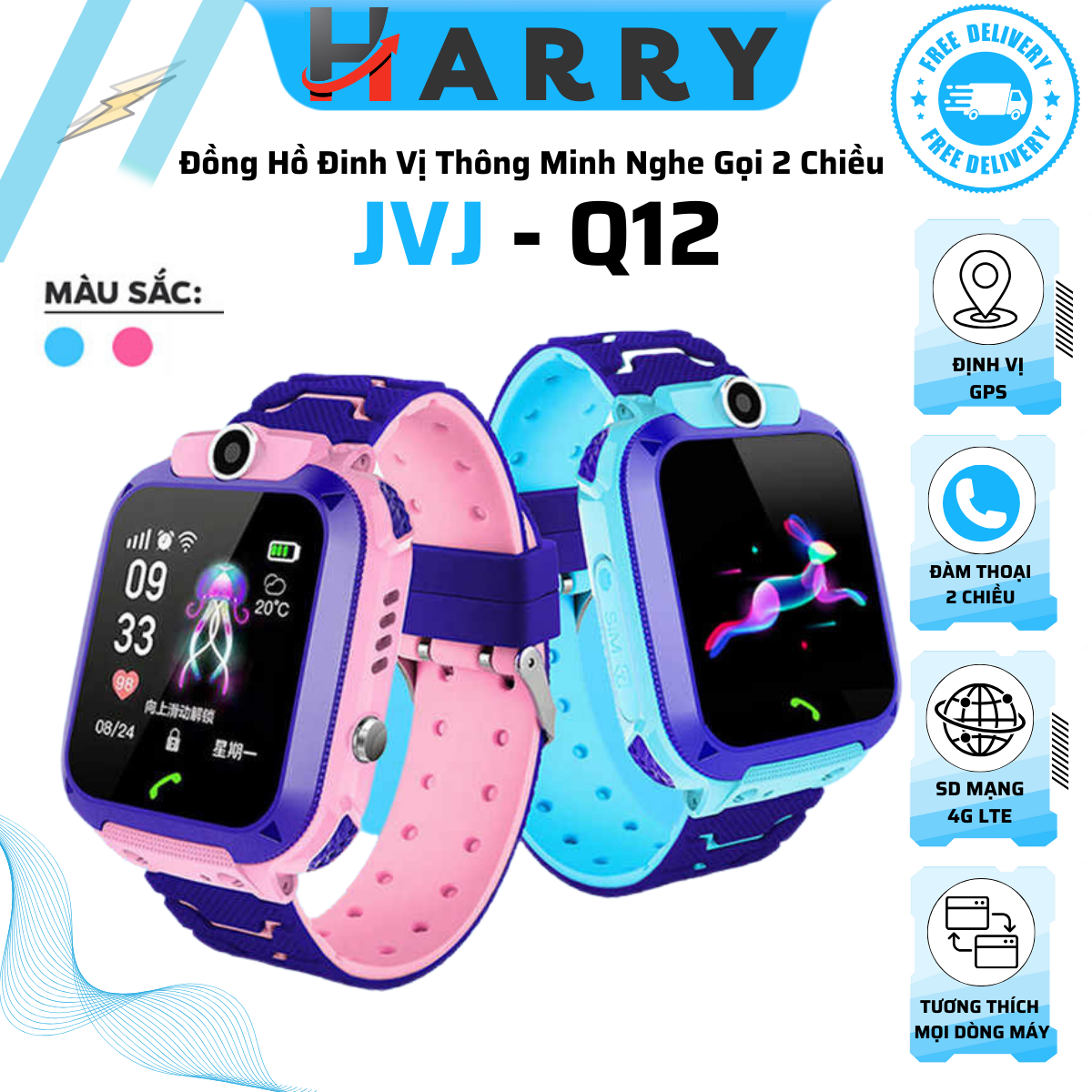 Đồng hồ định vị smartkid q12 trẻ em thông minh chụp ảnh từ xa chính hãng bảo hành - harry mall