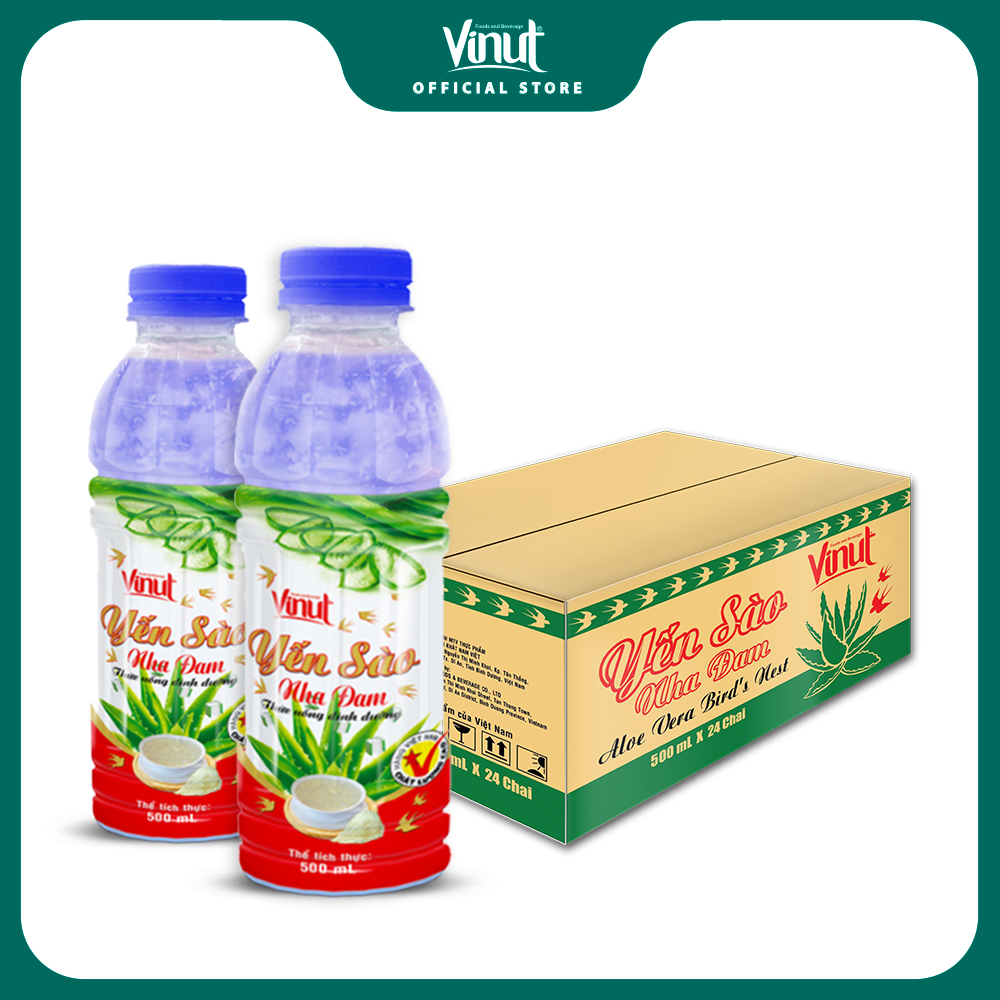 [FREE SHIP] Thùng 24 Chai Nước Nha Đam Yến Sào Vinut 500ml