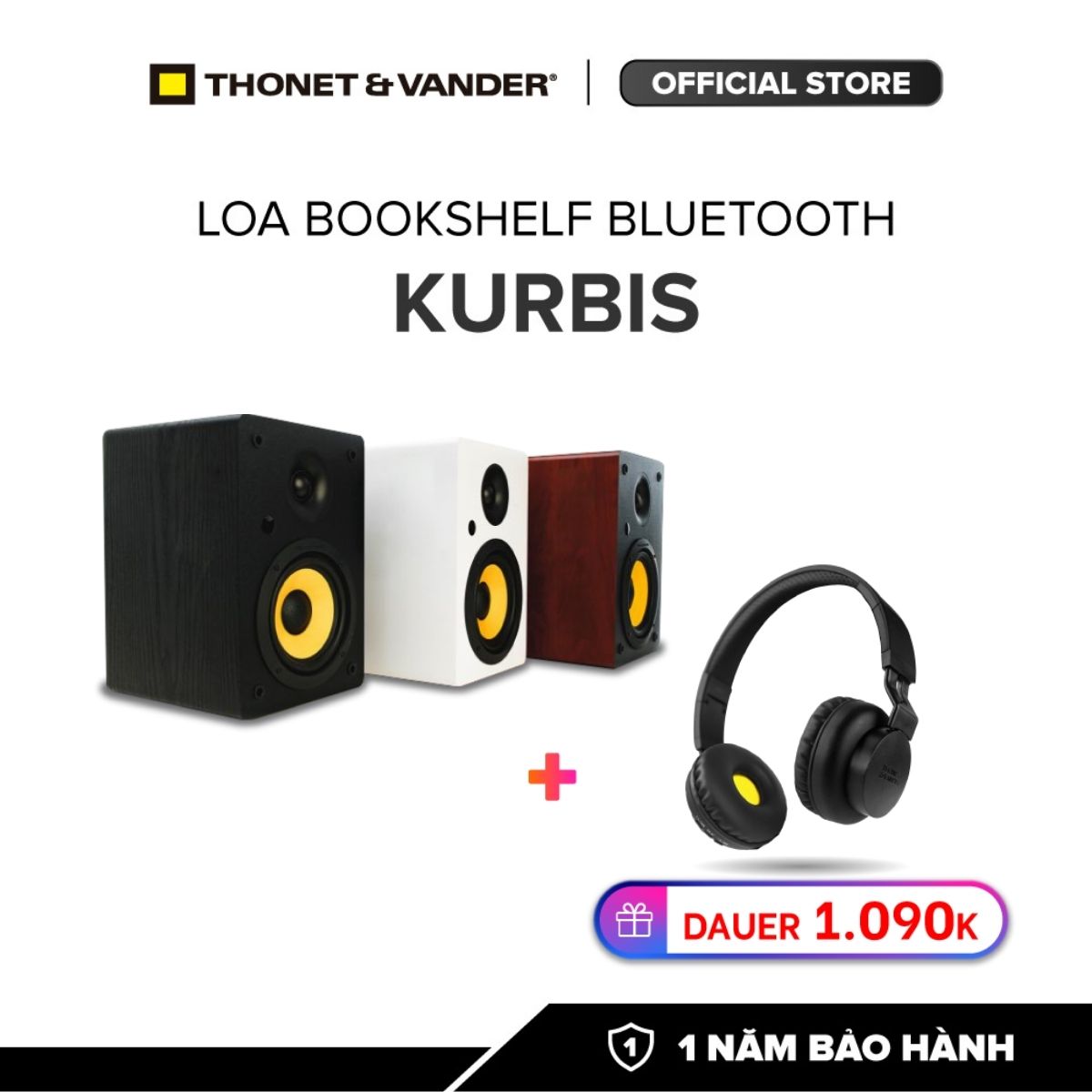 [HÀNG CHÍNH HÃNG ĐỨC] COMBO Loa bookshelf Bluetooth THONET & VANDER KURBIS + Tai nghe DAUER | Công nghệ Bluetooth | Công suất 340w | Công nghệ Hammer Bass và Drone FX độc quyền | Bảo hành chính hãng