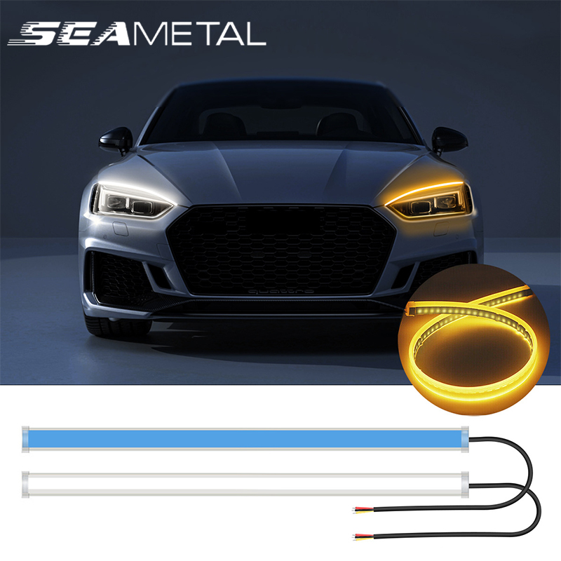 1 Cặp DRL Cực êm Xe LED Chạy Ban Ngày ống Dẻo đèn LED Thanh Chống Nước Hướng Dẫn Xi Nhan