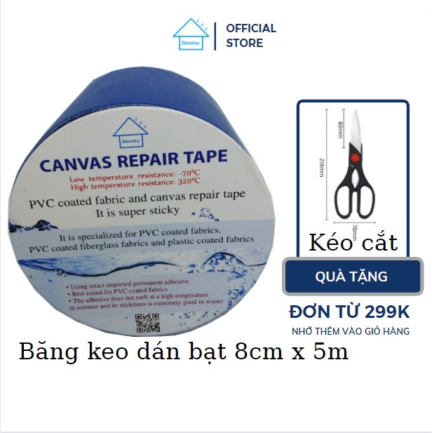 [HCM]Băng keo dán bạt xe tải HPDE chống thấm chống nước 8cm x 5m DOCONU. [CAM KẾT BẢO HÀNH 1 ĐỔI 1]