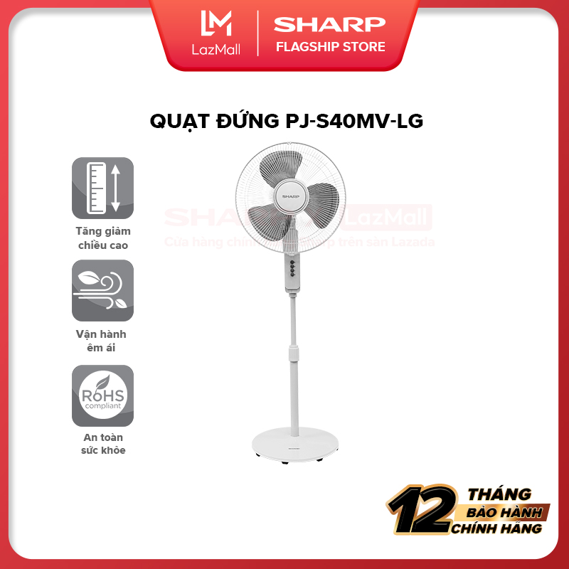 Quạt đứng sharp pj-s40mv-lg -sản xuất tại việt nam - hàng chính hãng bảo hành 12 tháng