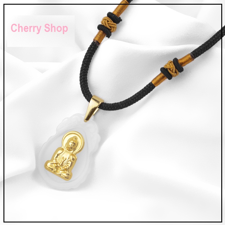 [HCM]Dây chuyền vòng cổ mặt đá hình A Di Đà Phật mạ vàng CBS017 - Cherry Betta Shop