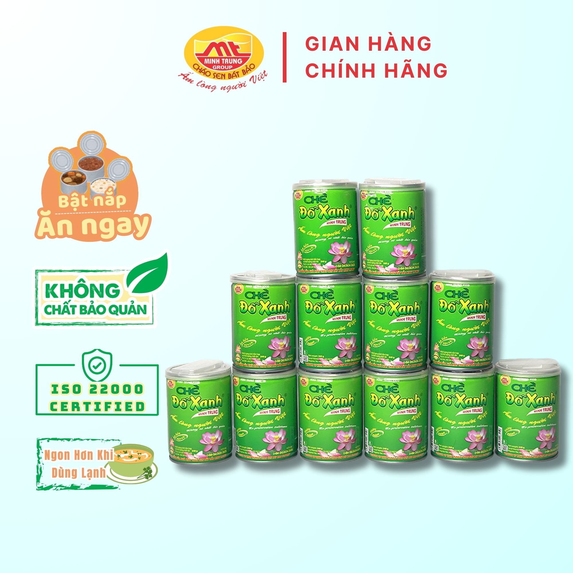 Chè đỗ xanh Minh Trung ăn liền combo 12 lon