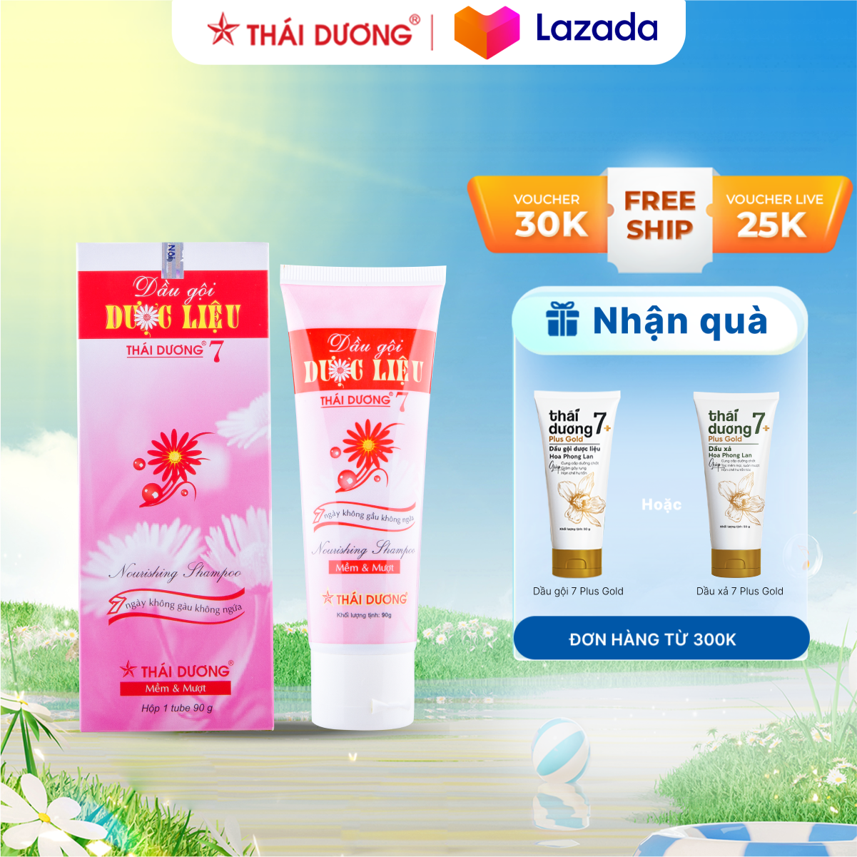 Dầu gội dược liệu Thái Dương 7 tube 90g - Sao Thái Dương