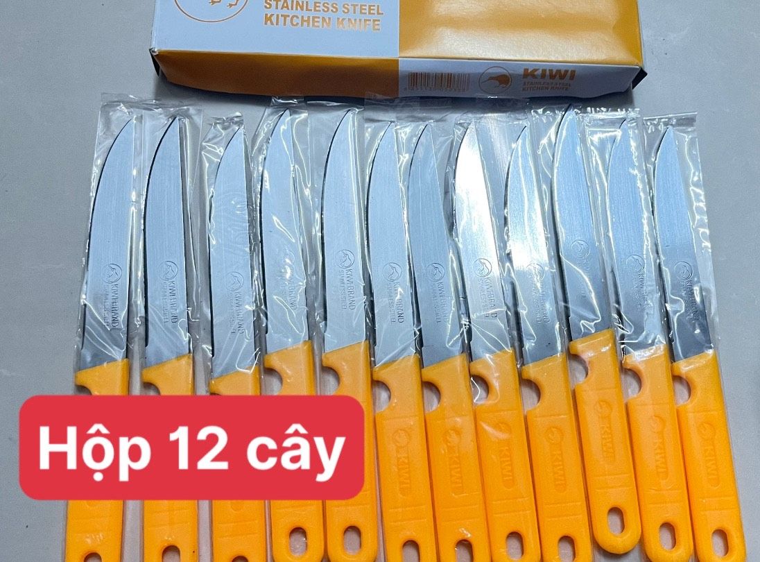 Bộ dao bếp thái lan cán vàng mũi nhọn 511 chất liệu inox, dao gọt trái cây rau củ quả siêu bén thailand - hộp 12 cây dao thái siêu bén