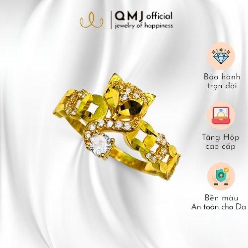 QMJ Nhẫn kim tiền Hồ ly bạc 925 Tân Sửu mạ vàng, dành cho ngày vía thần tài mang lại may mắn tình duyên và tài lộc - QNL2992