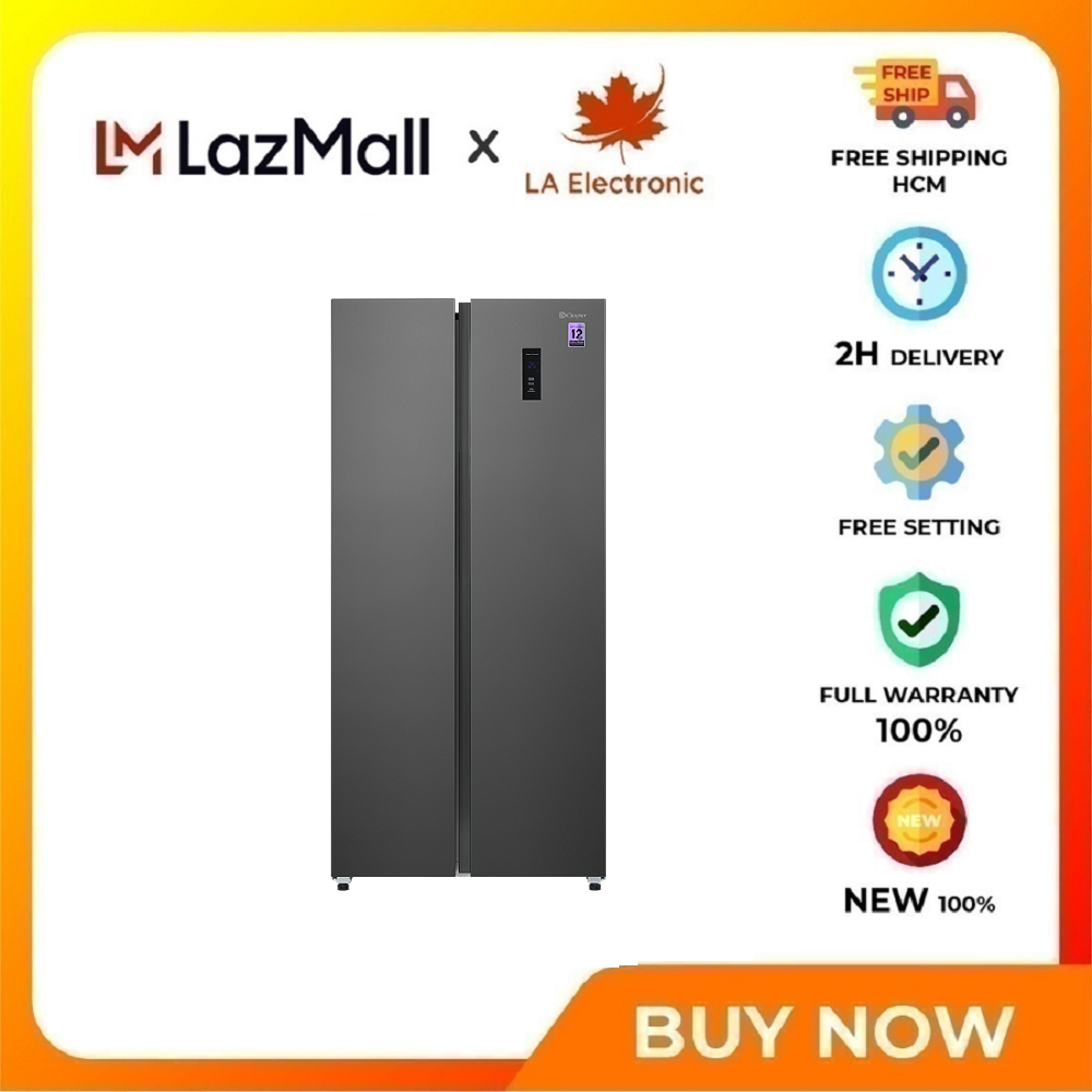 Tủ lạnh casper inverter 458 lít side by side rs-460pg - bảng điều khiển cảm ứng bên ngoài cửa tủ có khóa đèn led chiếu sáng làm lạnh đa chiềutrực tiếp - giao toàn quốc - freeship hcm