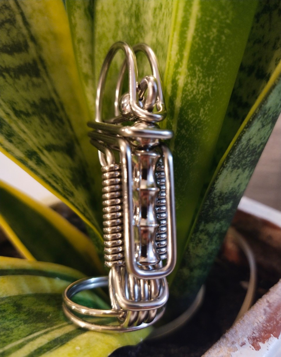 Móc khoá thủ công inox mặt đốt trúc