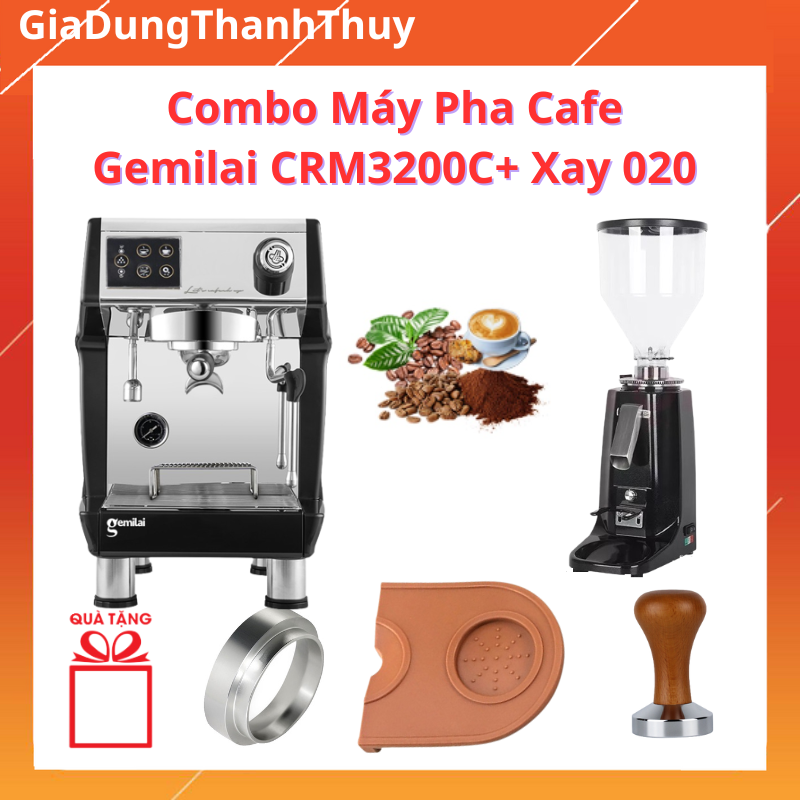 Combo máy pha cafe gemilai crm 3200b + xay 020