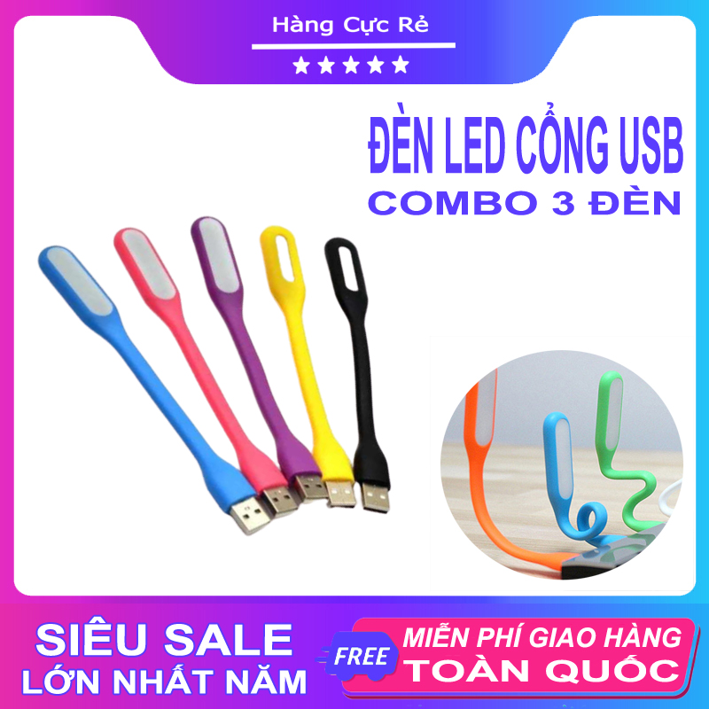 Bộ 3 đèn LED USB siêu sáng - Chất liệu nhựa dẹo uốn cong dễ dàng - Tiện dụng làm đèn ngủ, đèn bàn, đèn đọc sách, đèn trợ sáng laptop làm việc - Shop Hàng Cực Rẻ