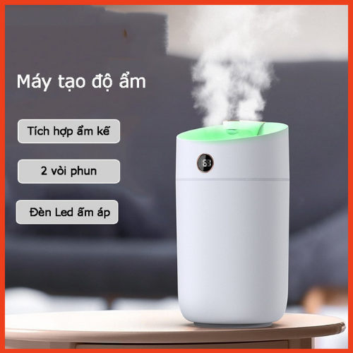 Máy phun sương tạo ẩm Humidifier X12, Máy xông tinh dầu dung tích 3L, tạo độ ẩm phòng điều hòa, có đèn, cổng cắm USB, bảo hành 3 tháng
