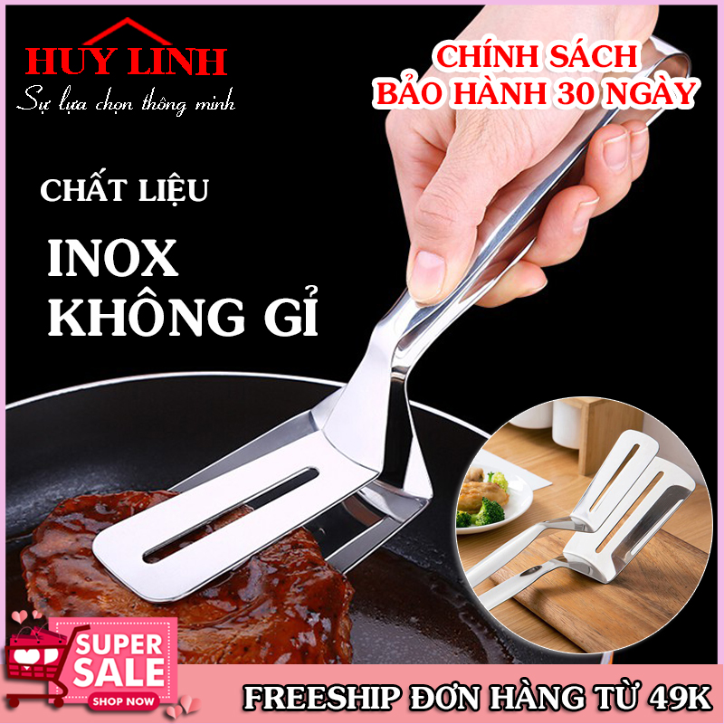 Xẻng gắp thực phẩm thông minh bằng inox, đồ dùng nhà bếp, dụng cụ nấu ăn, kẹp thanh gắp nóng, (XG04), Huy Linh