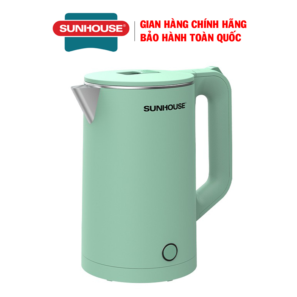 Ấm siêu tốc Sunhouse SHD1350 - Ấm siêu tốc 2 lớp - Ấm điện siêu tốc - Bình siêu tốc - Bình đun nước siêu tốc - Ấm đun nước siêu tốc - Công suất 1500W, Đáy liền dập sâu chống rò rỉ nước, Bảo hành 12 tháng