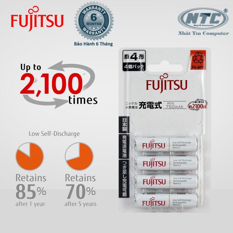 Vỉ 4 viên pin sạc aaa fujitsu 750mah made in japan - nội địa nhật bản - phụ kiện 1986