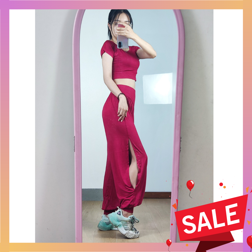 Bộ tập alibaba quần xẻ tập yoga, tập zumba, tập múa siêu mát, co 4 giãn 4 chiều